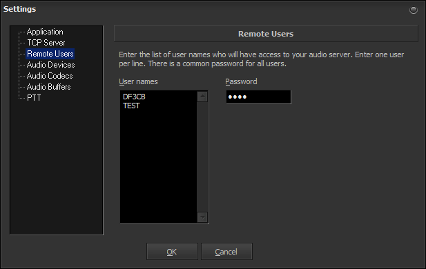 Settings Remote Users